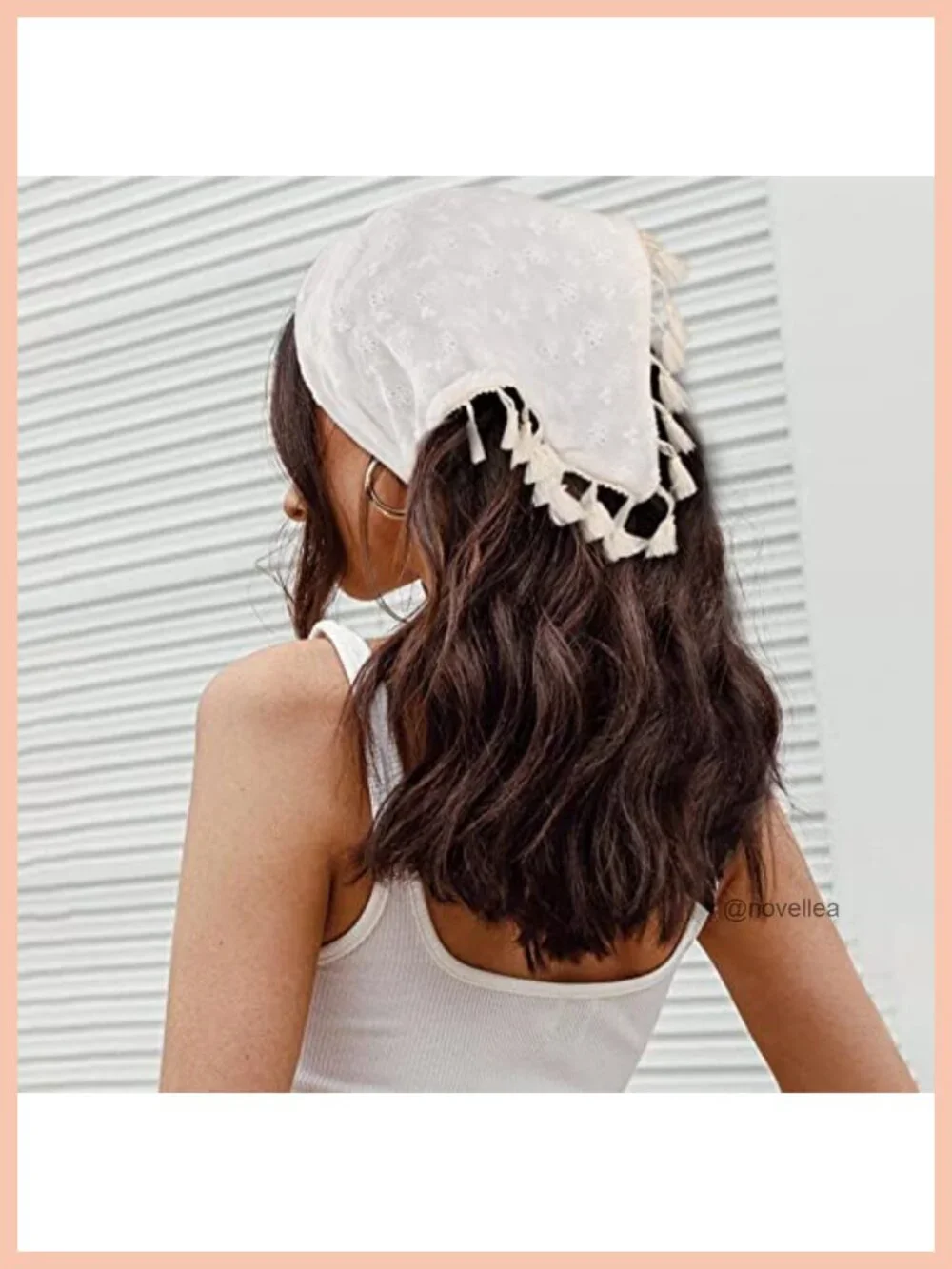 2-Pack Cotton Hair Scarf Headband with Tassels Tie Back Kerchief